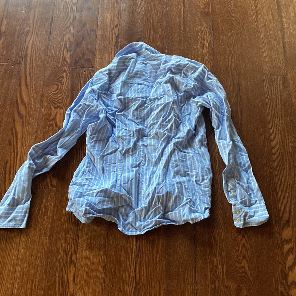 Vineyard Vines Blue Stripe Button Front Shirt Long Sleeve SIZE 4 - Picture 4 of 4